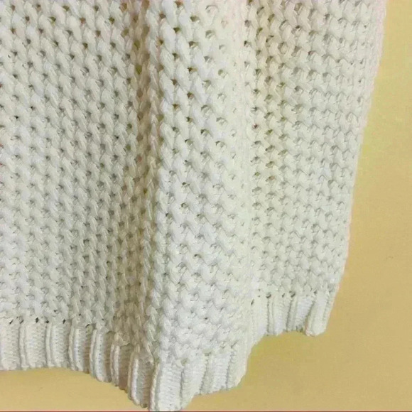 PPLA Creme Crochet 3/4 Sleeve 100% Cotton Loose Knit Cropped Sweater Size S - Picture 12 of 13